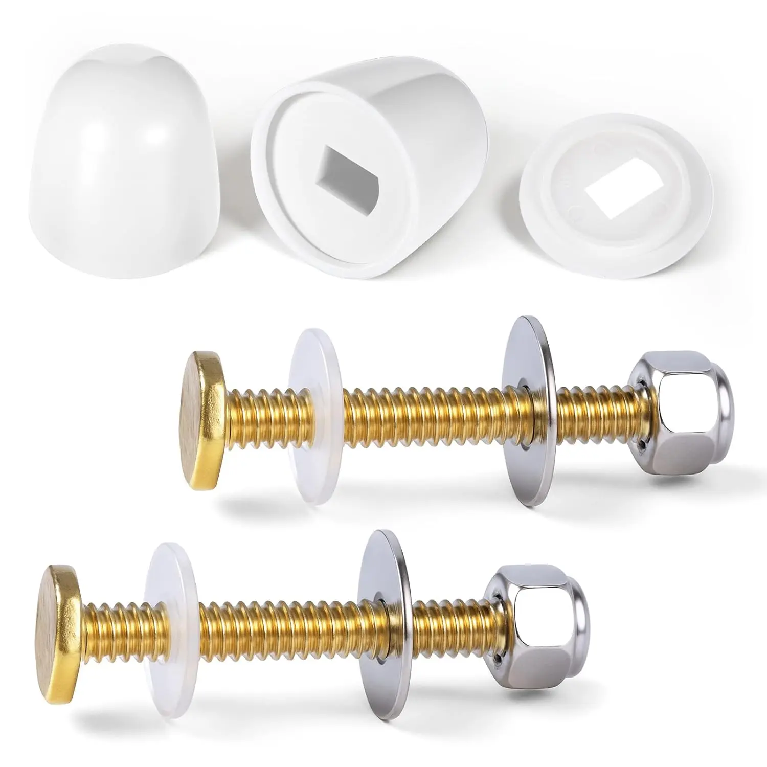 2 count Toilet Floor  and Caps Closet,  Toilet Bowl to Floors Bolt Kits Stainless Steel Toilets Fixing  and Nuts Set Toilets Closet Bolt Set with Washers and Cover Cap Decorative