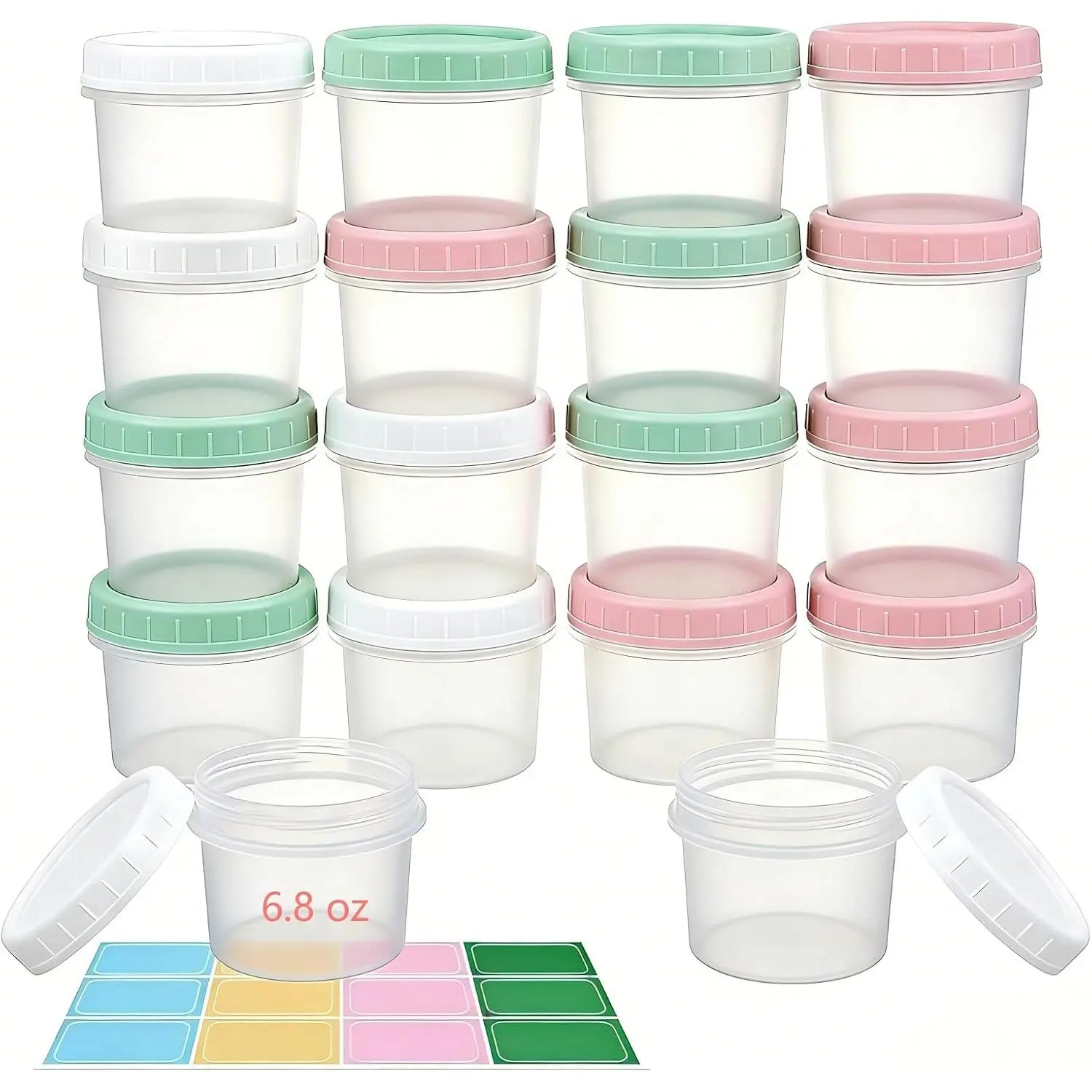 18 Pack 6.8 oz  Storage Containers with Twist  – Leakproof  Soup Containers, Microwave/Dishwasher Safe Freezer Containers for Meal Prep, Leftovers & Takeout