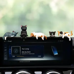 Cat Car Interior Accessories Dashboard Decorations, Set of 5 Cute Car Dash Decor Rearview Mirror Ornament  Women Girl