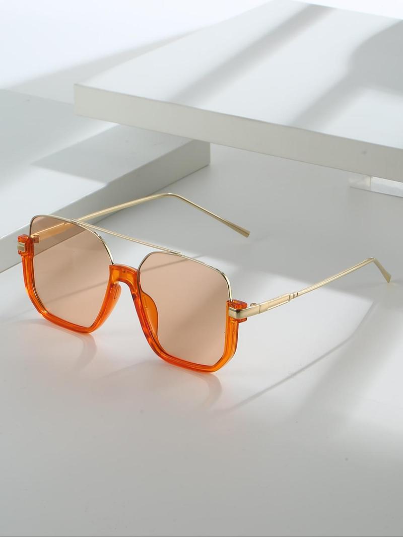 Unisex Simple Style Square Frame Sunglasses, Trendy Casual Sunglasses, Stylish Glasses for Everyday Use, Fashion Accessories for Outdoor Activities