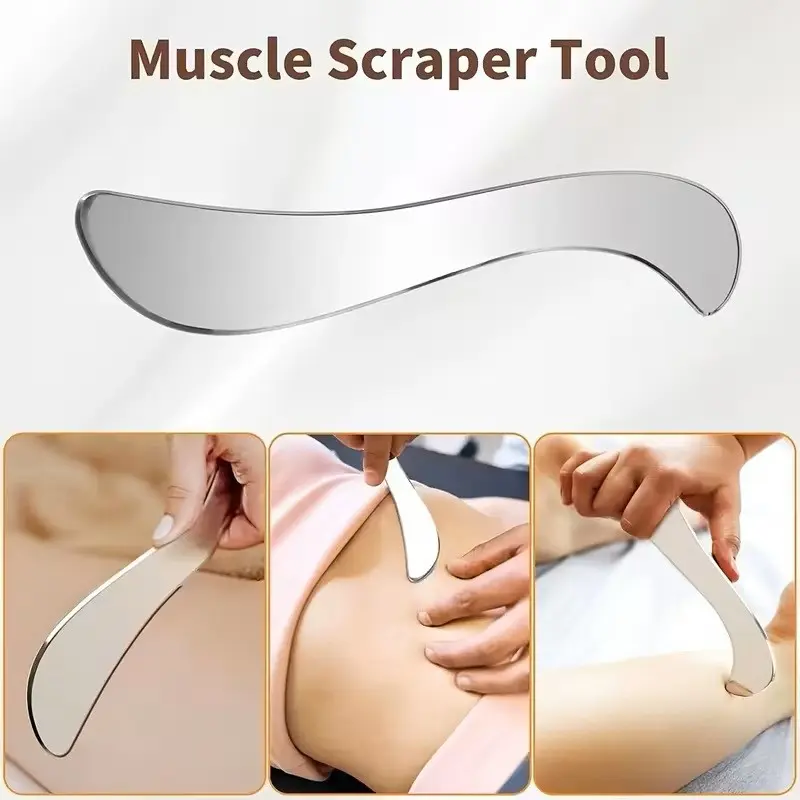 High-Quality Stainless Steel S-Shaped Fascia Gua Sha Board, Face Lifting and Swelling Relief, Leg Massage Relaxation, Neck Muscle Release Tool