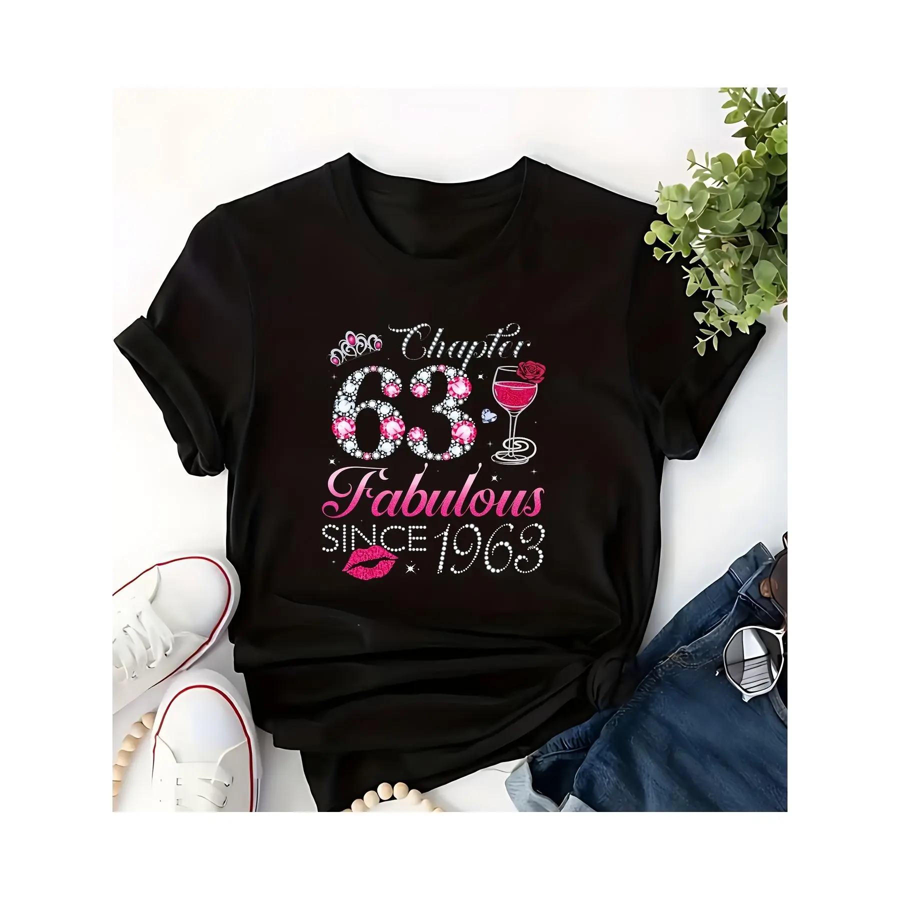 Men's Short-Sleeve 100% Cotton Round Neck T-Shirt - 1963 Themed 63rd Birthday Print, Breathable Moisture-Wicking, Machine Washable Celebration Gift Top