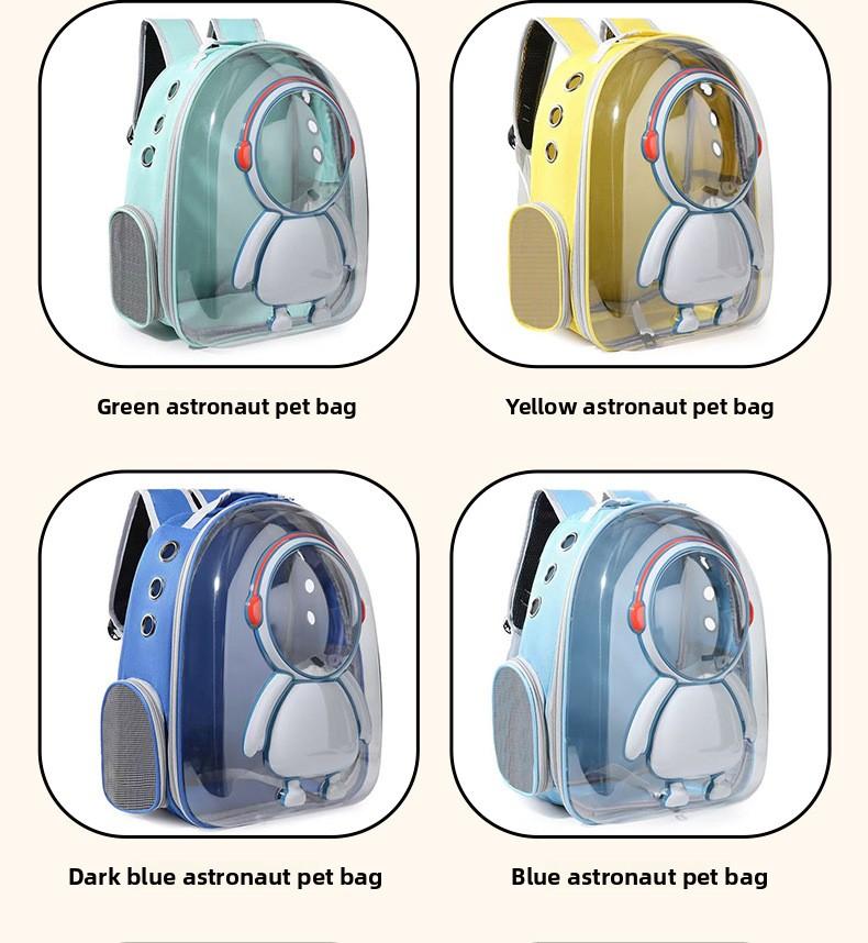 Pet Backpack Carrier - Breathable Transparent Space Capsule Astronaut Design with Mesh Pocket & Adjustable Straps, Portable Large Capacity Travel Backpack for Small Dogs & Cat