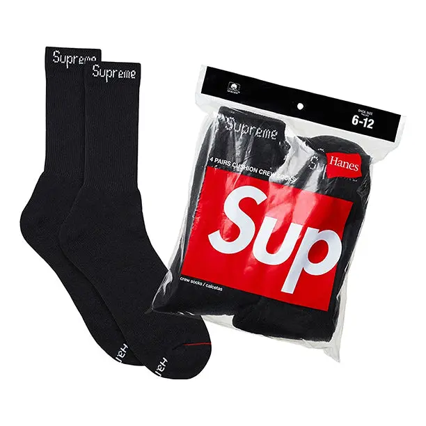 Supreme x Hanes Crew Socks (4 Pack) 'Black' SUP-SS18-569 Supreme x Hanes Crew Socks (4 Pack) 'Black' SUP-SS18-569
