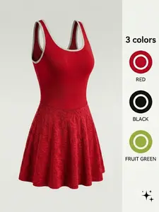 Breathable Quick-Dry Sports Dress with Padded Bust, Pleated Design, Pocketed, Anti-Showthrough, Ideal for Tennis & Running, Workout Dress