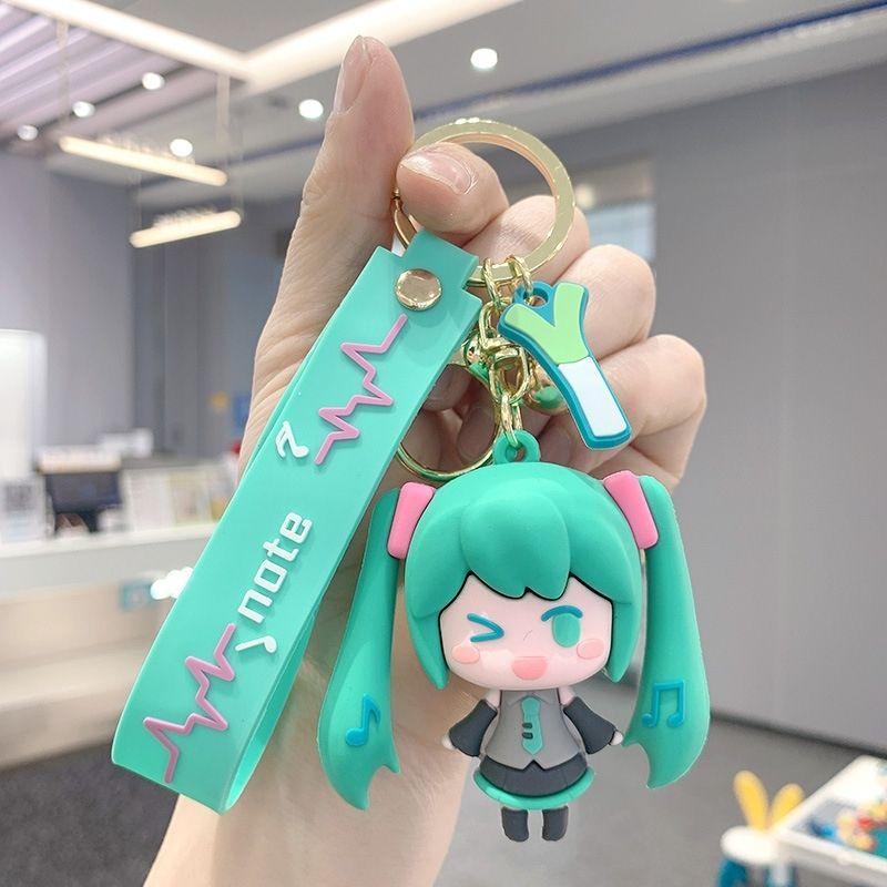 Hatsune Miku Silicone Keychain Kawaii Cartoon Figures Backpack Pendant School Bag Ornament Doll Keychain Toy Children's Gift