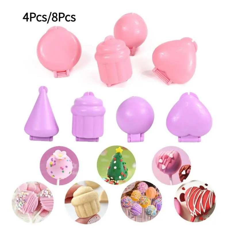 8Pcs Cake Pop Molds Set, Reusable Plastic Bakery Molds, Ball Heart Round Cupcake Molds with Squeeze Tool, Mini Cakes for Home Baking Birthday Wedding Desserts Baking Supplies