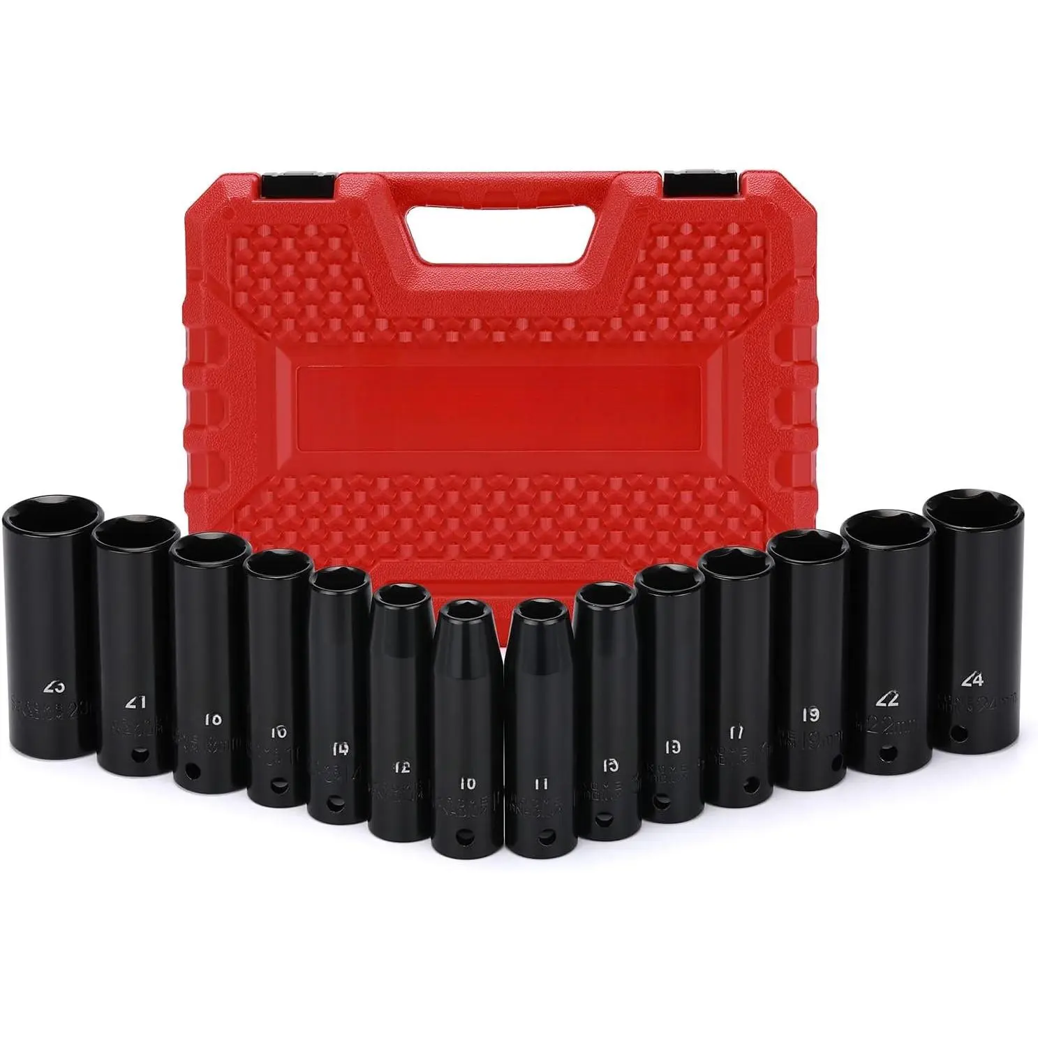1/2-Inch Drive Deep  Socket Set, Metric, Cr-V, 6-Point, 10 mm - 24 mm, 14-Sockets Set