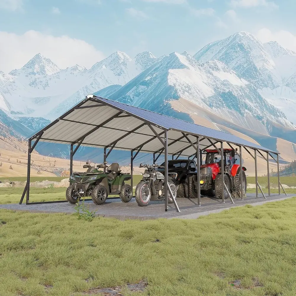 20'X30'x12' Metal Carport for Multiple Vehicles, Heavy Duty Steel Car Ports, Vertical Roof Design, for All-Weather, for Full-Size Pickup Trucks, Boats, and Tractors