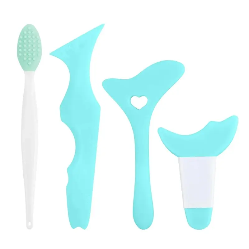 4 Piece Reusable Silicone Eyeliner Stencil Set, Eye and Lip Cosmetic Makeup Tool. Protects Lashes from Smudges and Helps Create Perfect Winged Eyeliner. Washable and Durable, Suitable for Daily Use and Travel. Essential Beauty Tool for Women.