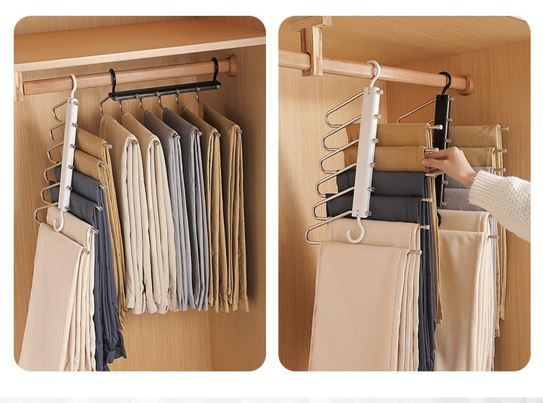 Stainless Steel Foldable Pants Hanger Non-Slip Multi-Functional Home Storage Space-Saving Hanger for Closet Organizing Anti-Scratch Laundry Rack