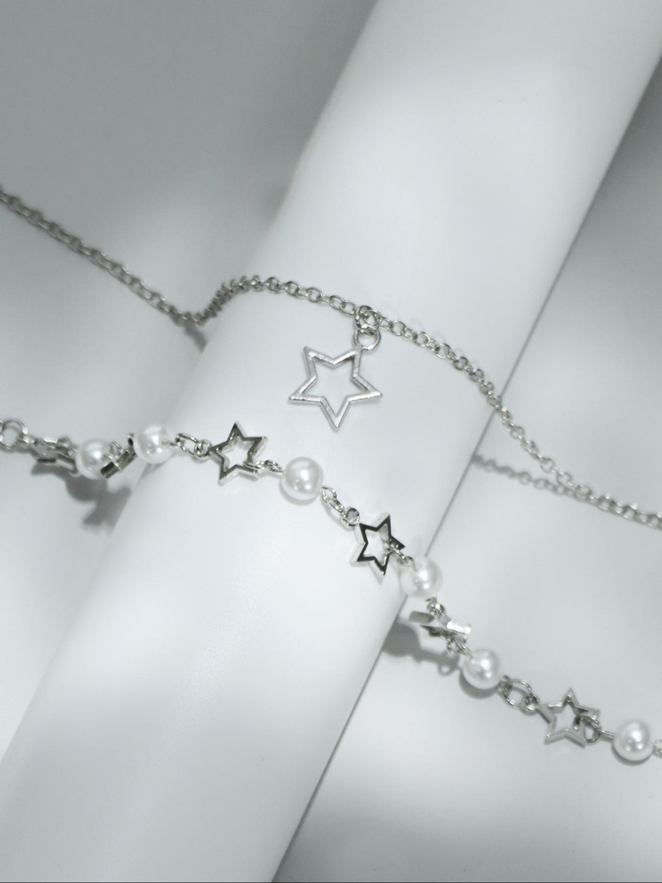 Star & Faux Pearl Decor Pendant, Chains Jewelry, Elegant Beaded Necklace for Party, Daily Decor, Trendy All-match & Exquisite Jewelry for Birthday Gift for Fall 2024, Fashionable Accessory Star & Faux Pearl Decor Pendant, Chains Jewelry, Elegant Beaded Necklace for Party, Daily Decor, Trendy All-match & Exquisite Jewelry for Birthday Gift for Fall 2024, Fashionable Accessory