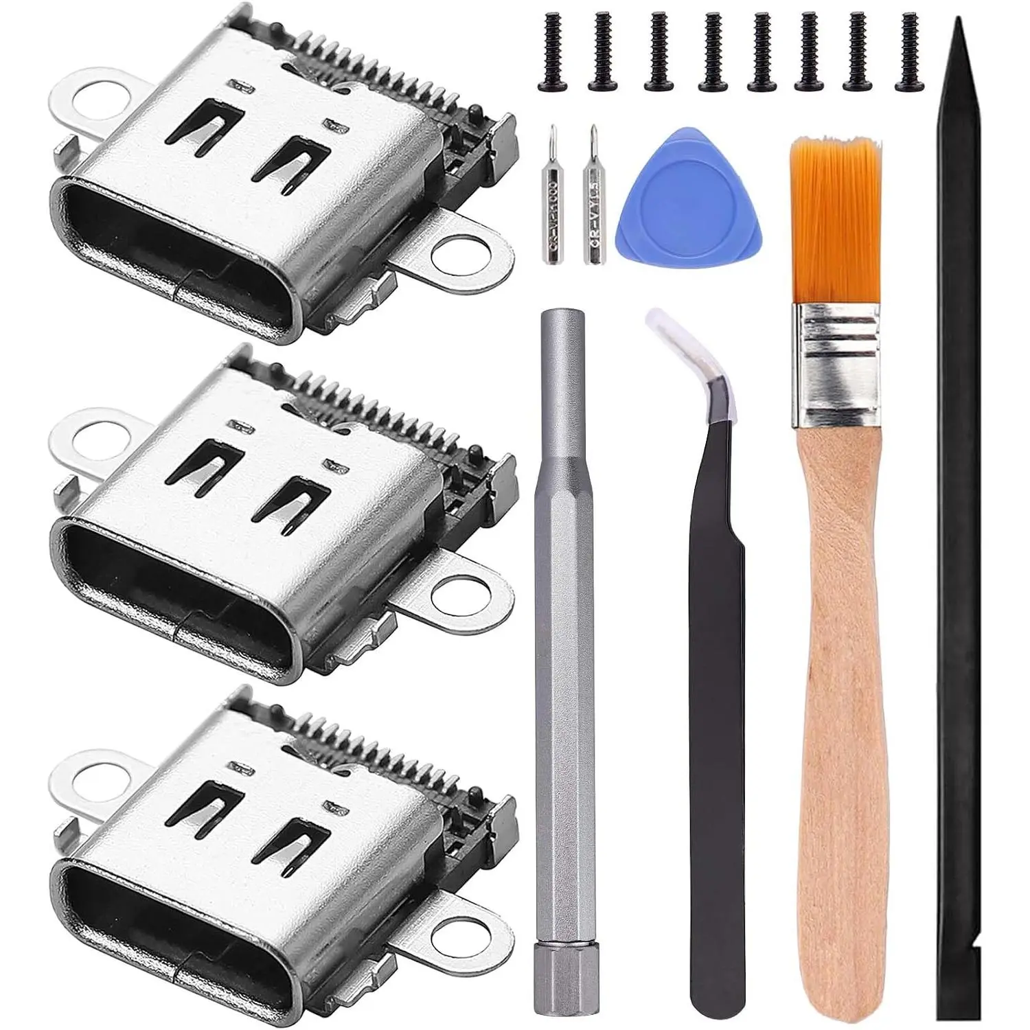 3-Pack USB C Port  for  , Type C  Port Charge Socket Dock Connector for NS Console with Tools