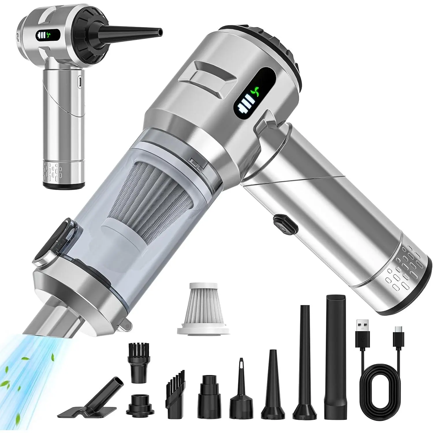 【Upgraded Version】  Vacuum Cleaner,Mini Portable Vacuum Cordless,25000PA   Cyclonic Suction USB Rechargeable Foldable Handheld Vacuum with - Dust Removal for ,