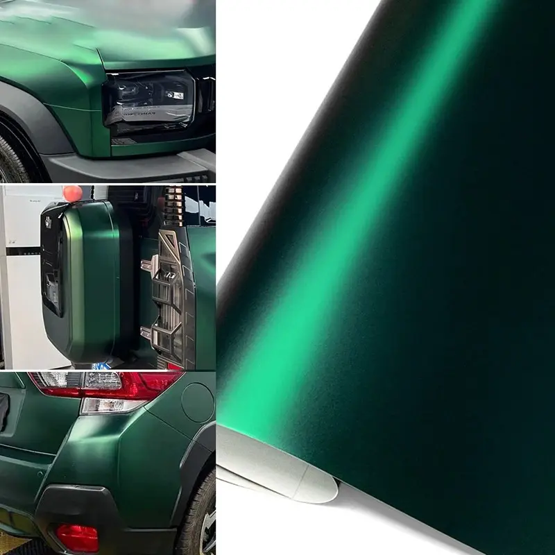 Premium PET Matte Ghost Venom Green Chrome Metallic Vinyl Wrap Film With Air Release Self Adhesive Car Motorcycle Vehicle Sticker Decal