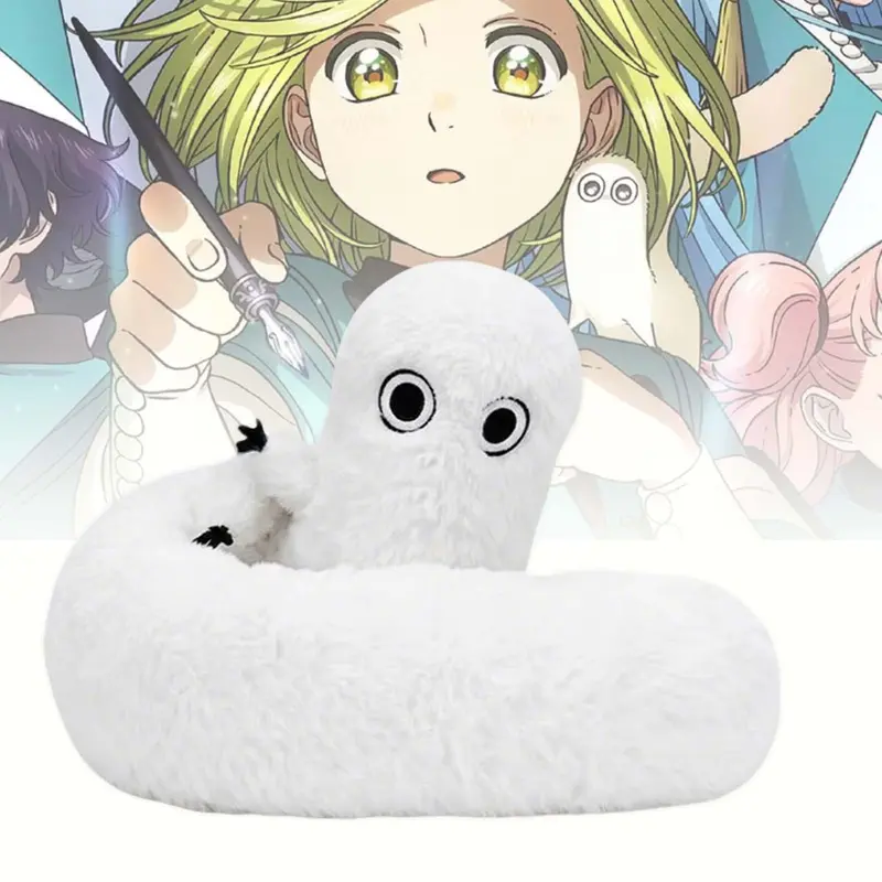 Witch Hat Atelier Fudeworm Plush Toy, Soft Stuffed, Cute Anime Plushie, Shapeable Worm Plush Doll, Ultra-Soft Fluffy Companion, Posable Brush Buddy, Kawaii Collectible, Bedroom Decor, Gift for Manga and Anime Fans