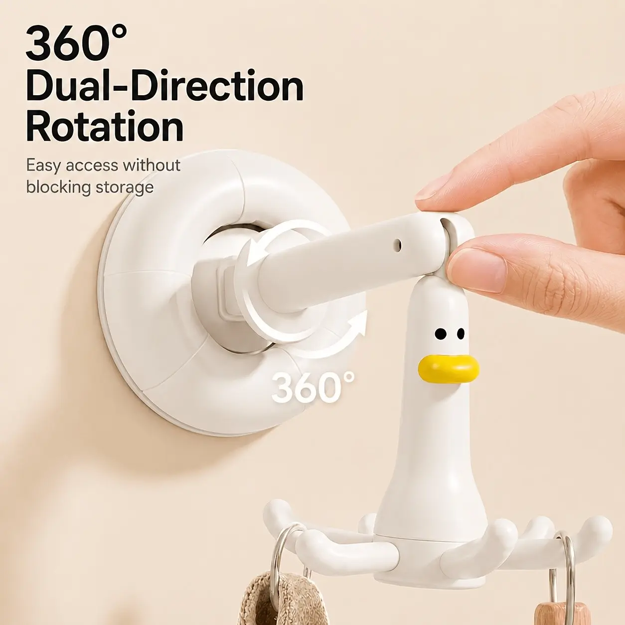 Rotating Duckbill Hook, 360° Strong Durable Rotation, Stable Load Bearing, Multi-Functional Hook, 1 Piece Pack, Rotatable Hooks