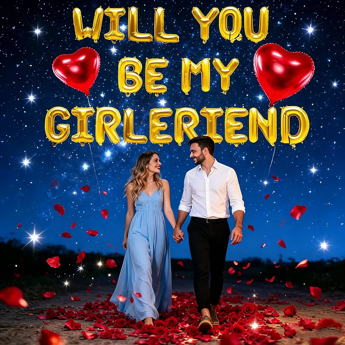 Romantic Proposal Balloon Set, Will You Be My Girlfriend Rose Balloon, Valentine's Day Engagement Gift, Perfect Romantic Gesture