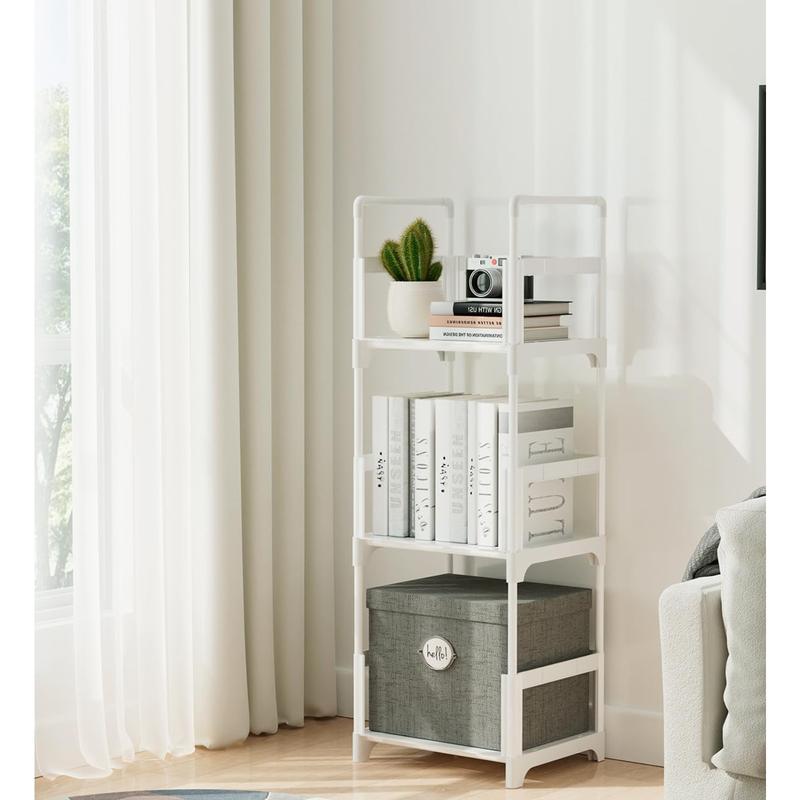 3-Tier Small Bookshelf, White Mini Book Rack with Open Shelves, Sturdy Easy-Assemble Storage Organizer for Bedroom, Living Room, Home Office, Closet