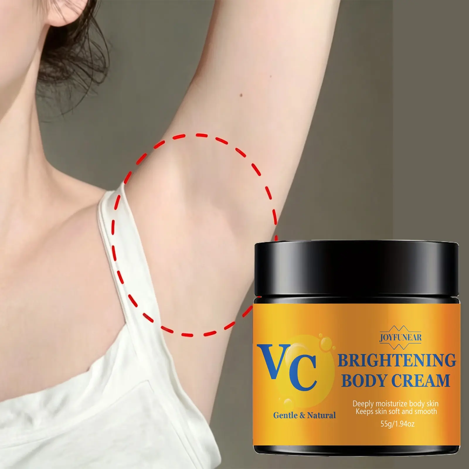 Brightening Cream with Vitamin E C Niacinamide, Instantly Brightens Skin Tone, Gentle Moisturizing, Suitable for Neck Armpits Joints, Unisex, 55g