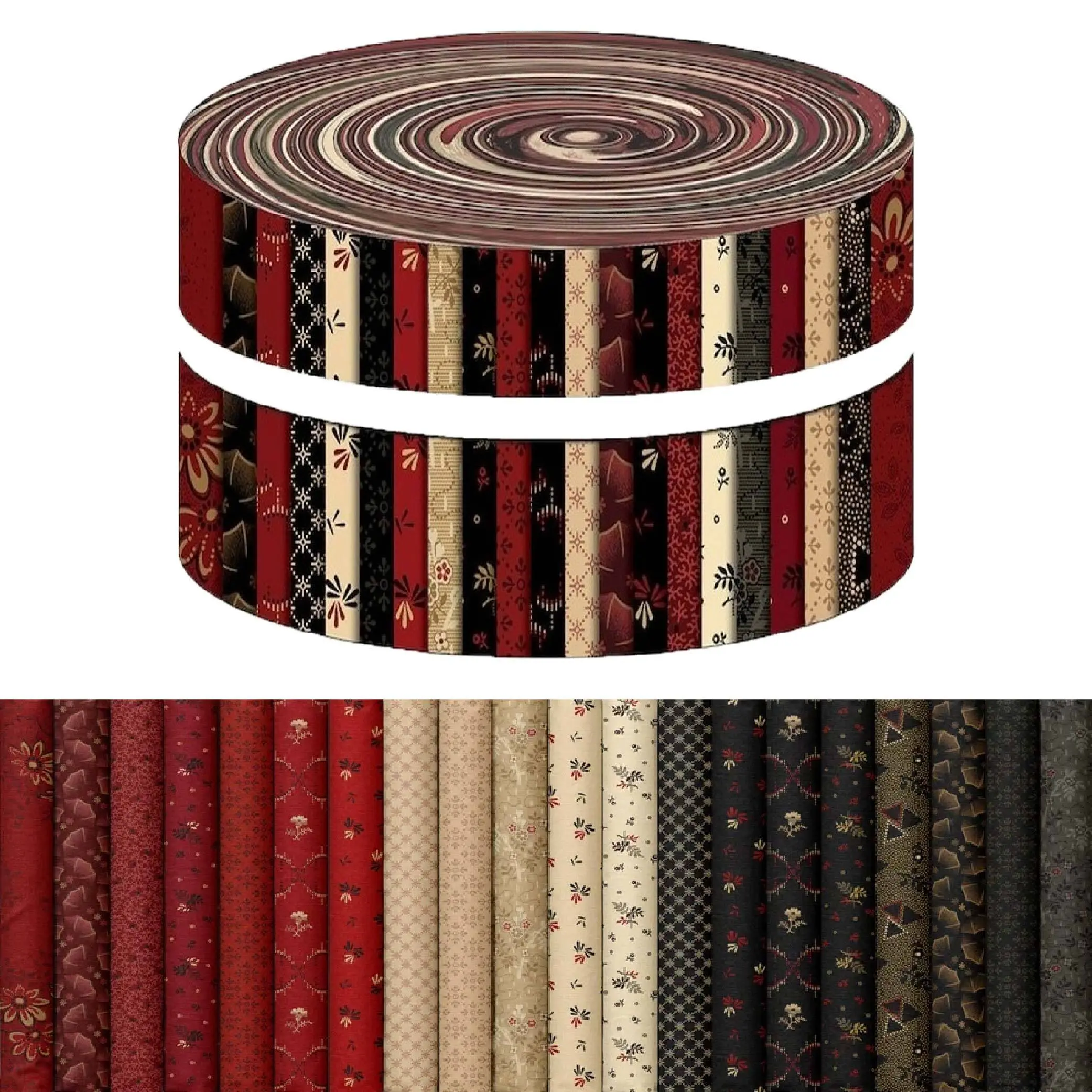 40Pcs Mystic Floral Pattern Precut Fabric Strips 2.55x19.7 Inch Cotton Quilting Fabric Rolls for DIY Bag Decoration Patchwork and Beginner Sewing