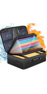 Fireproof and Water-Resistant Document Box with Lock for Document Safety, Collapsible File Organizer with Handle, Filing Cabinets for Home Office to Hold Hanging Letter/Legal Folders