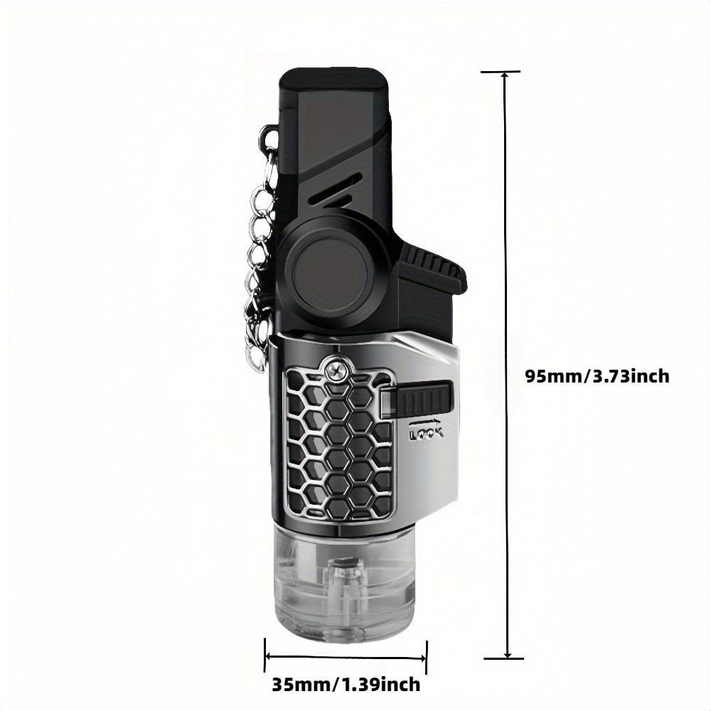 Compact Windproof Butane Torch Lighter with 15° & 45° Adjustable Swivel Ignition Head, Foldable Portable Design, Transparent Gas Tank with Safety Lock, Powerful Outdoor Welding Gun Lighter, Ideal Gift for Men (Butane Gas Not Included)
