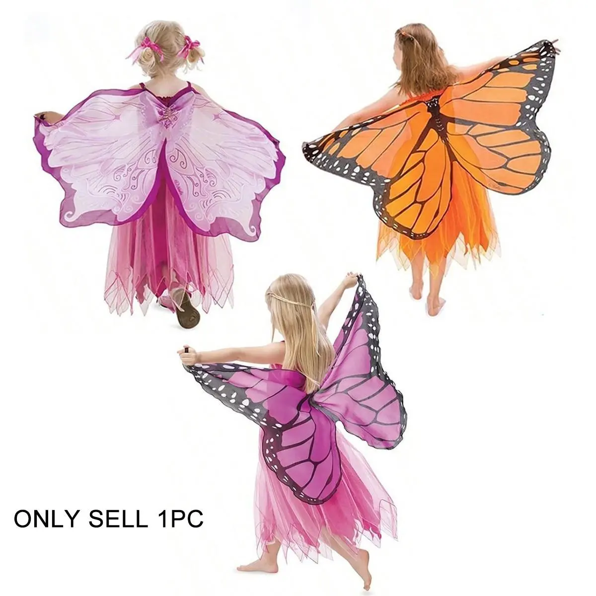 Fairy Angel Butterfly Wings Cape, Festival Party Stage Performance Costume, Kids Halloween Role Play Dress, Holiday Theme Clothing