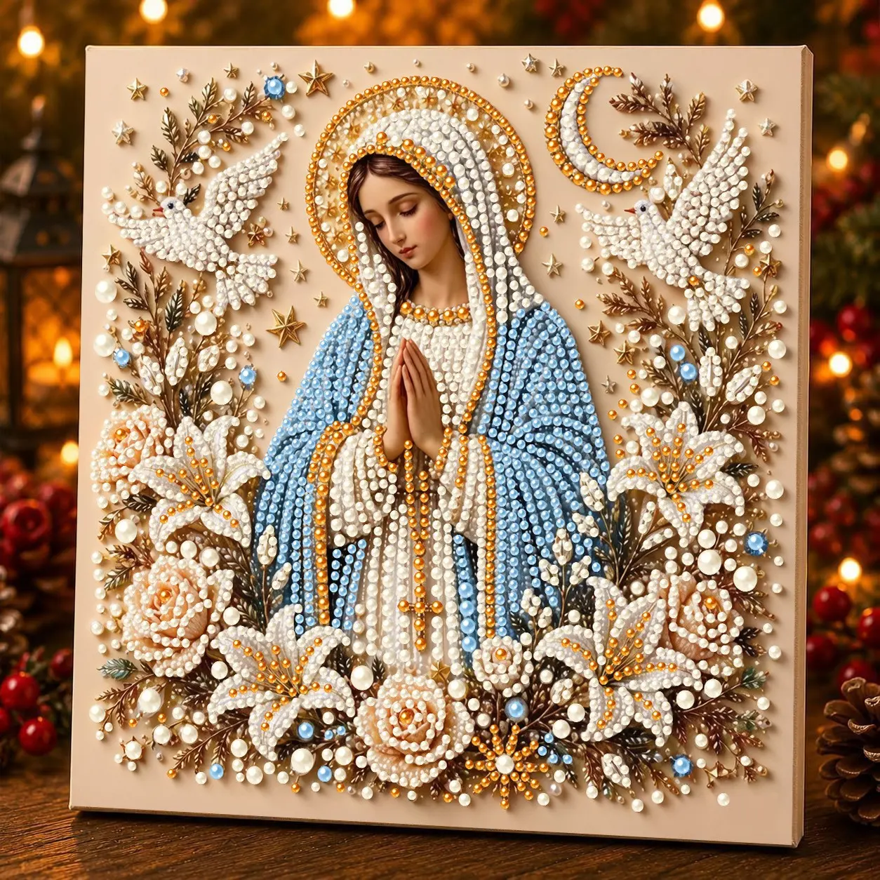 DIY Jesus Pearl Diamond Painting Kit with Frame, Creative Craft Supplies, Perfect for Home Decor, Easy to Use Art Project