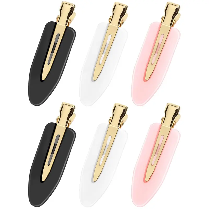 6 Pcs Flat Creaseless Hair Clips for Makeup Application, No Crease Design with Metal Handles, No Bend Styling Clips to Hold Bangs for Women and Girls During Daily Styling and Getting Ready, Fashion Hair Accessories