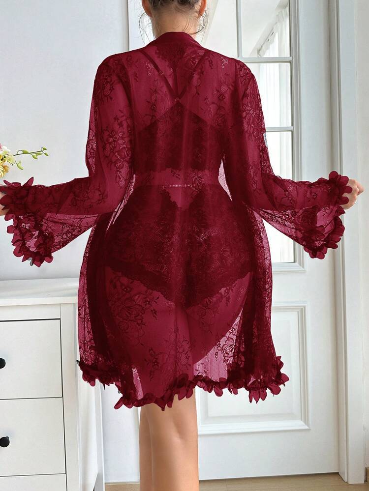 Women's WB New Sexy Lingerie Sleepwear Summer Lace Lingerie Robe Gown Coat  Loungewear Sexy Set Adult