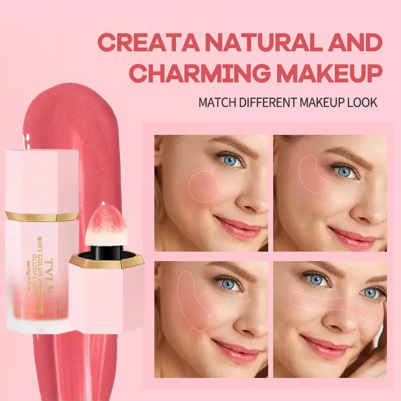Long-Lasting Liquid Blush, Waterproof Six Colors, Velvet Finish, Lightweight Natural Look, Multi-Use Lip And Cheek Color, Korean Style Brightening Makeup