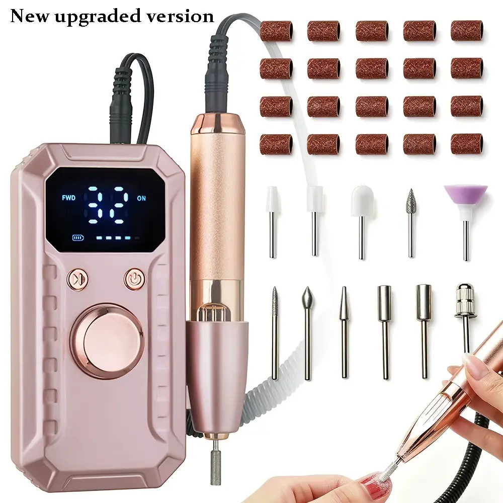Electric Nail File Kit Rechargeable USB, 32 Adjustable Settings, Professional Manicure Tool Set, Includes Nail Files and Pusher, Nail Care Tools, Perfect Gift