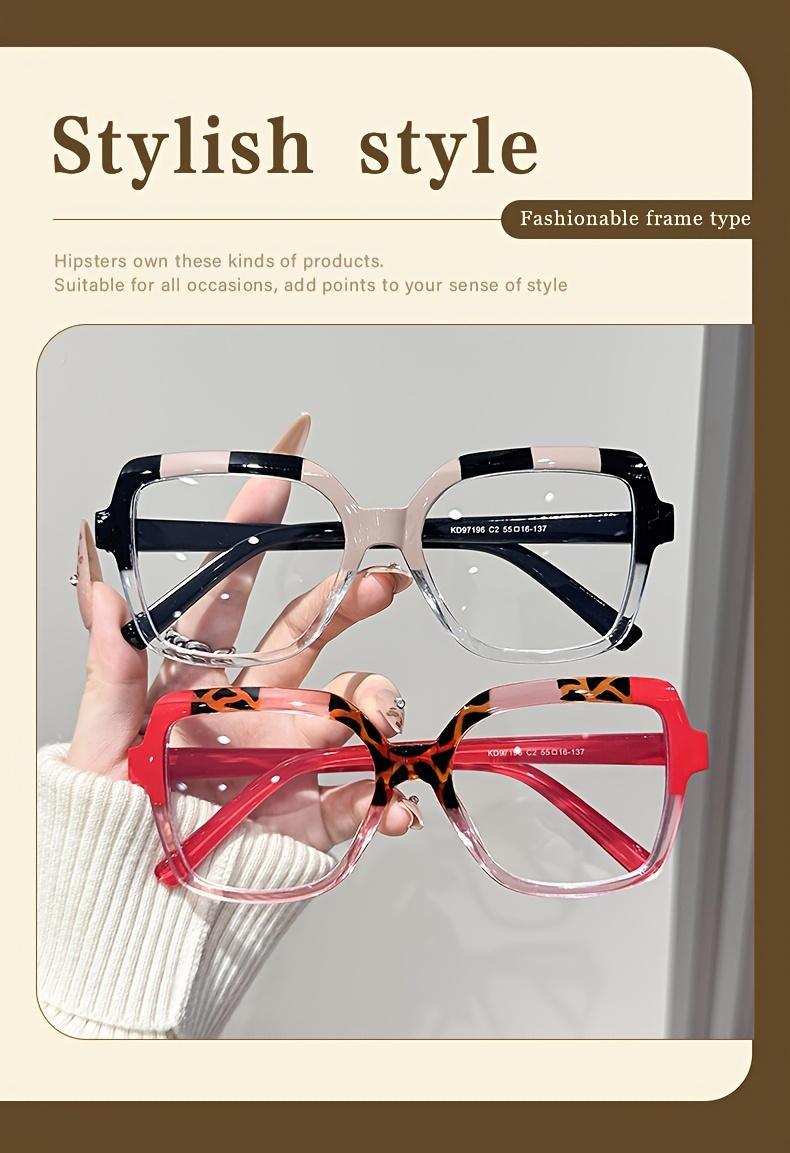 Ladies Elegant Square Frame Glasses, Stylish Contrast Design with Tortoiseshell Pattern, Lightweight Plastic Frame and Clear Lenses for Trendy Daily Wear