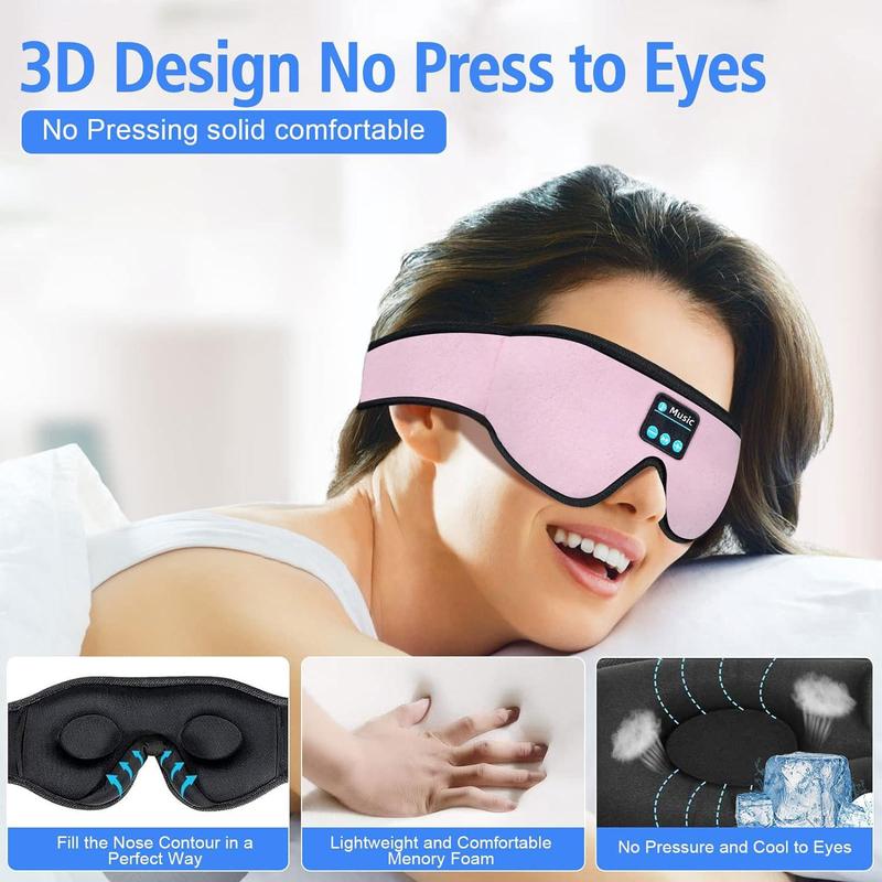 Wireless Open-ear Headphones, 1 Count Sleep Headphones, Sleep Earbuds, 3D Sleep Eye Mask Wireless Headphones with Ultra-thin HD Stereo Speakers, Sleeping Eye Mask