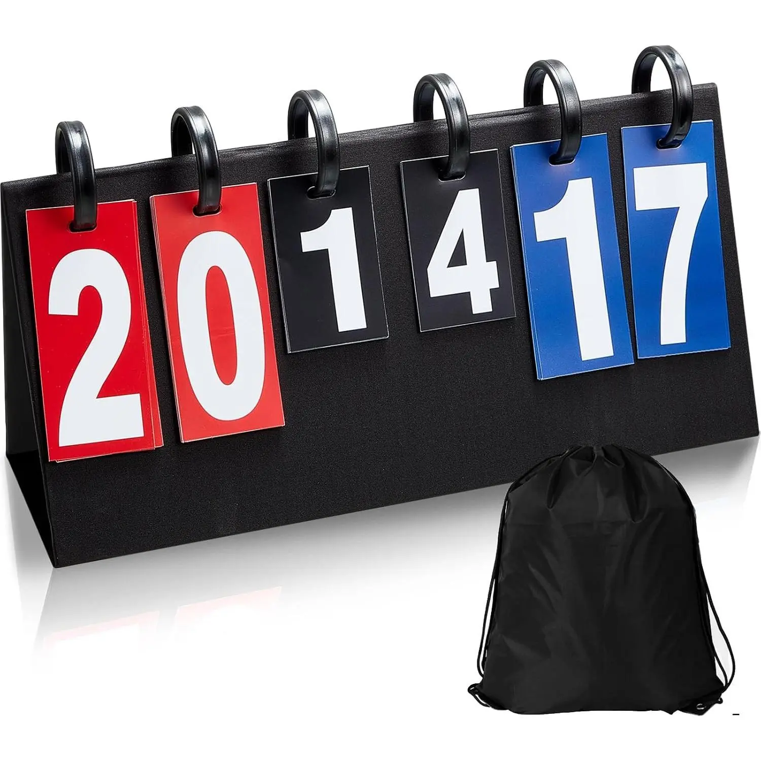 Portable Flip Score Keeper with Storage Bag, Tabletop Basketball Scoreboard Flipper for Indoor Outdoor Sports Matches, P.E Classroom Activities, Games
