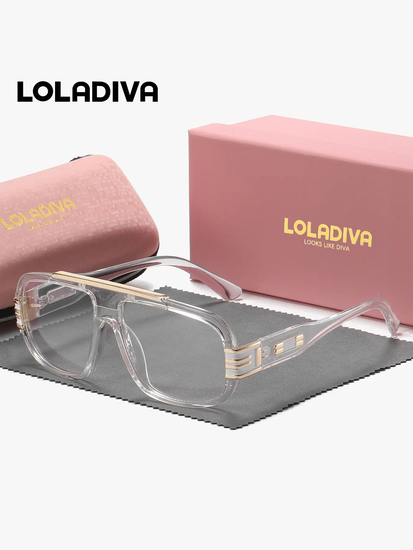 LolaDiva 1 Piece Unisex Lightweight Elegant Full Frame Plaon Glasses Effortless Wear Rectangular Frame Plaon Glasses