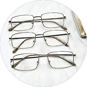 3-pack Large Rectangular Reading Glasses with Spring Temple for Men Silver