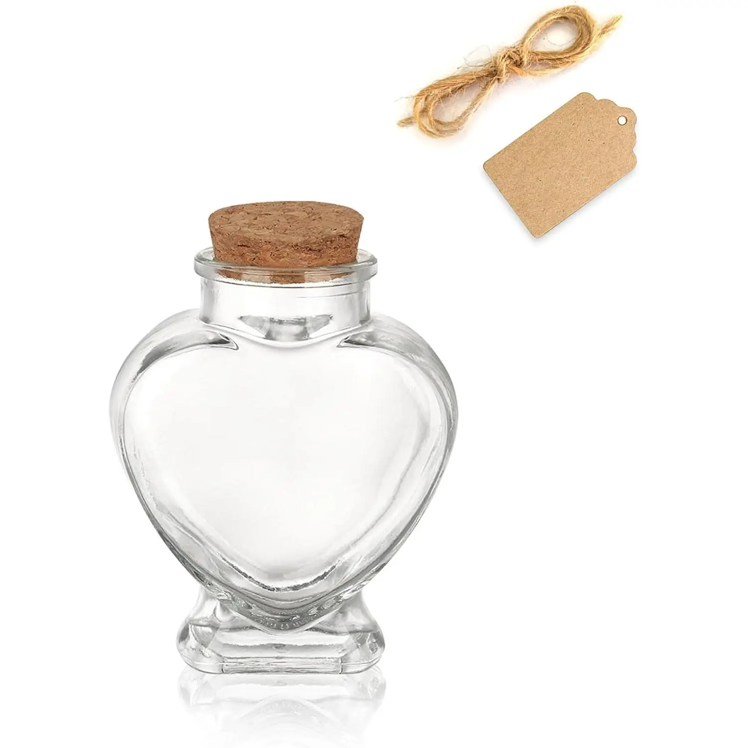 3oz Glass Jars with Cork  Small Glass Jars with Label Tag and String Heart Shaped Decorative Glass Containers for Anniversary DIY Art Craft Wedding  Decor (1)