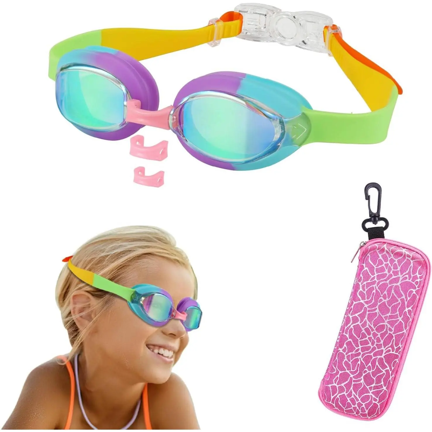 Swim Goggles  3-14,2 Pack Swimming for Goggles /Boys/Girls with Case