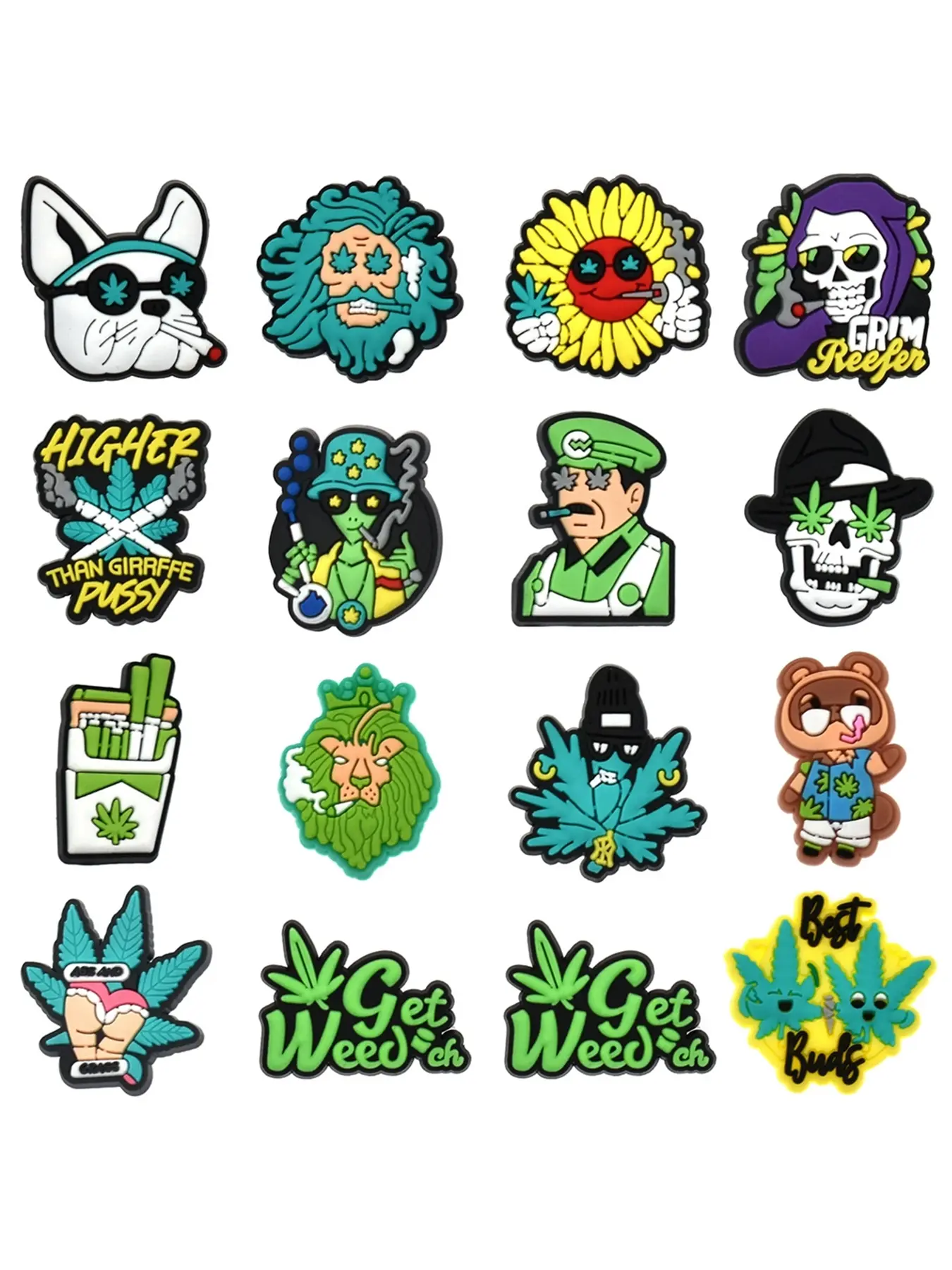 16pcs Cartoon Green series Leaf Shoe Accessories, PVC Shoe Decor, Luggage & Bag Decor, Perfect for Birthday Gifts, Daily Use, Shoe Charms for Sneakers