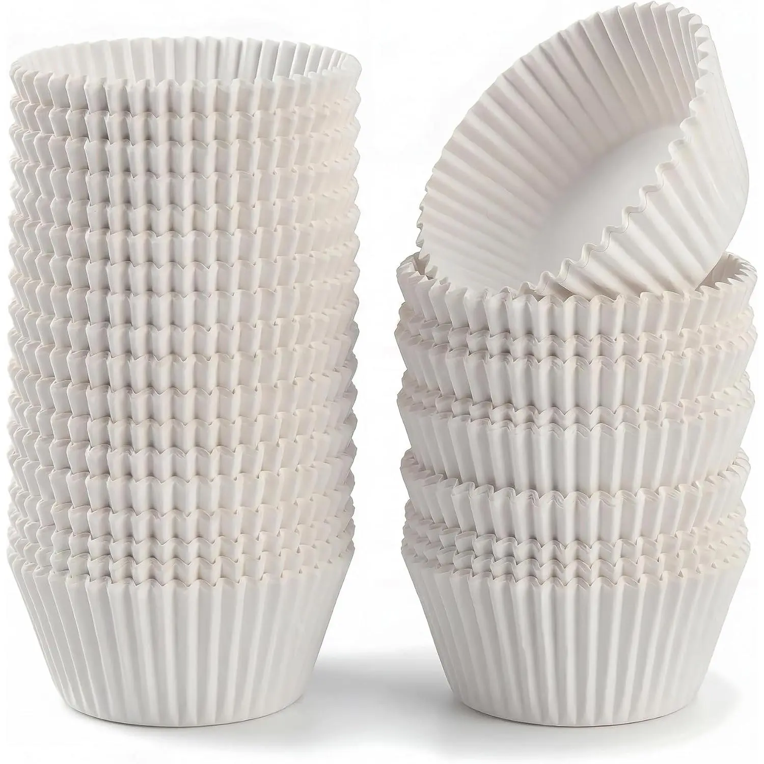 200 Paper Cupcake Liners, Muffin Liners or Baking Cups for Desserts, Muffins, Cupcakes and More Treats; Grease Proof, No Smell, Food Grade, Nut Serving Containers (White)