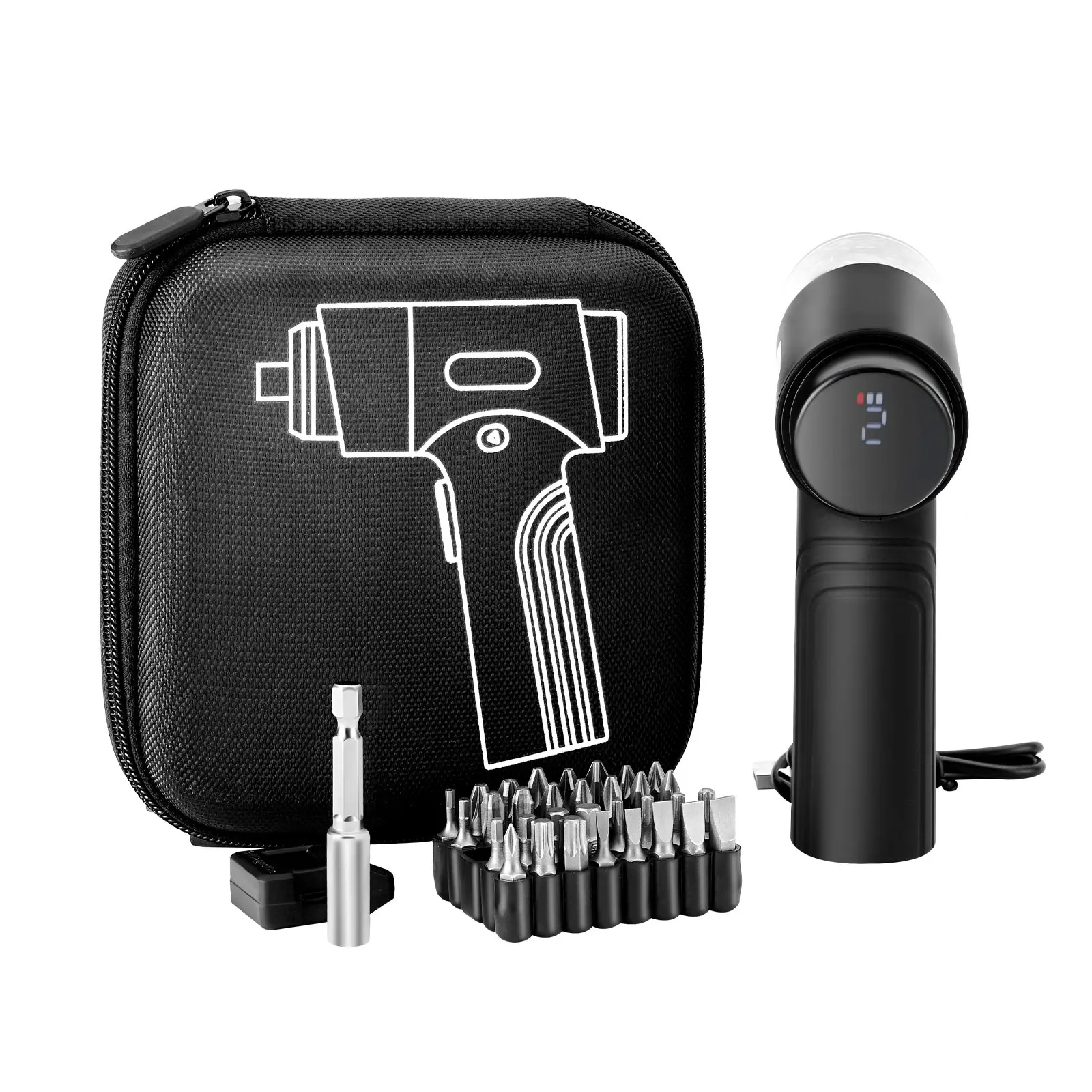 【DealsForYouDays】VEVOR Electric Screwdriver, 7 Torque Settings 0.5-5 N. m, 2500mAh Battery, Cordless Screwdriver Set with 32 PCS 1/4 in Bits, Digital Display, LED Light, Type-C Charging, for Furniture Electrical Repair
