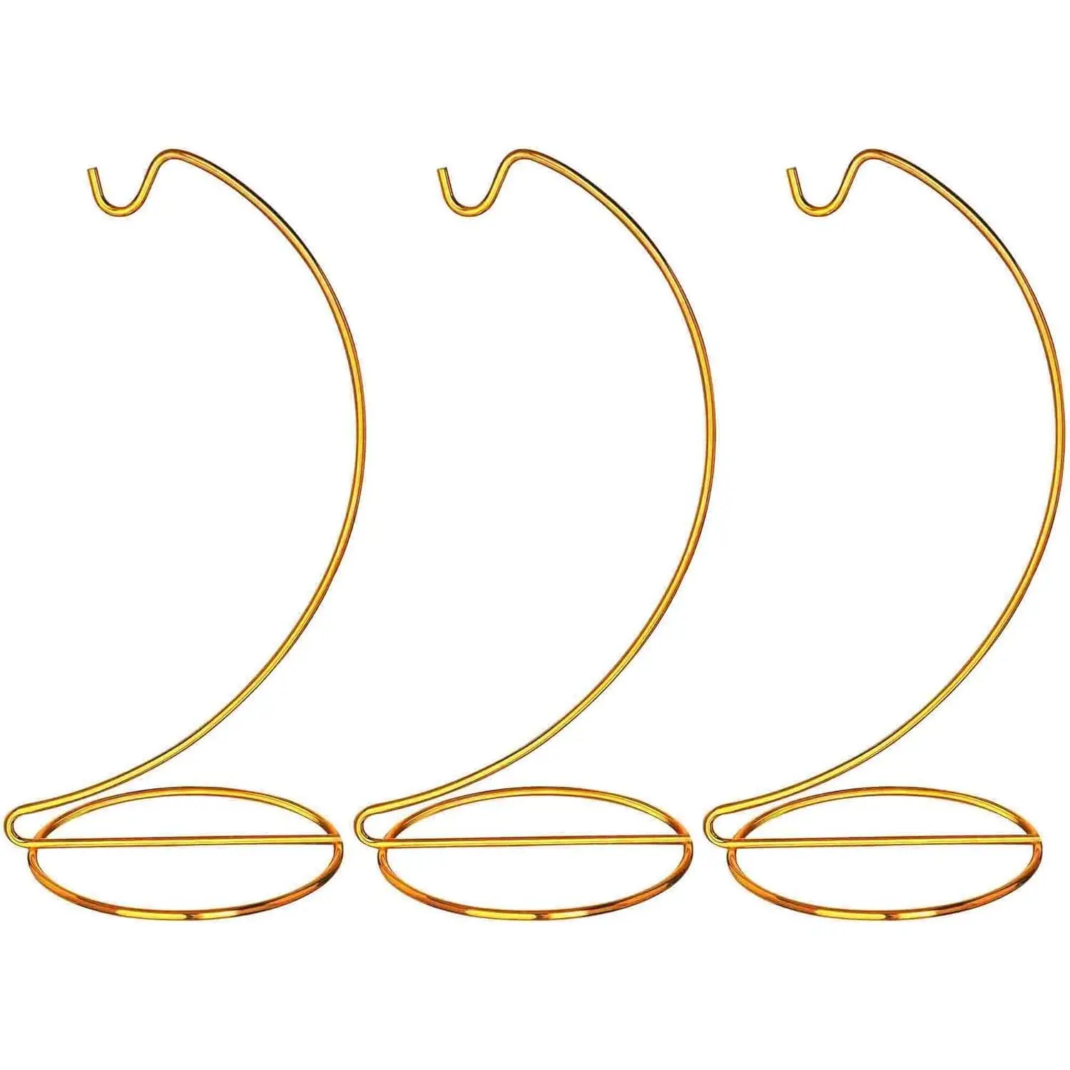H&D HYALINE & DORA 3-Piece Gold Iron Decorative Standing Ornament Display Stand Set Pack (9 in) with Hanging Hook Holder for Glass Globe, Air Plant Terrarium, Room Decor, House Decor, Home