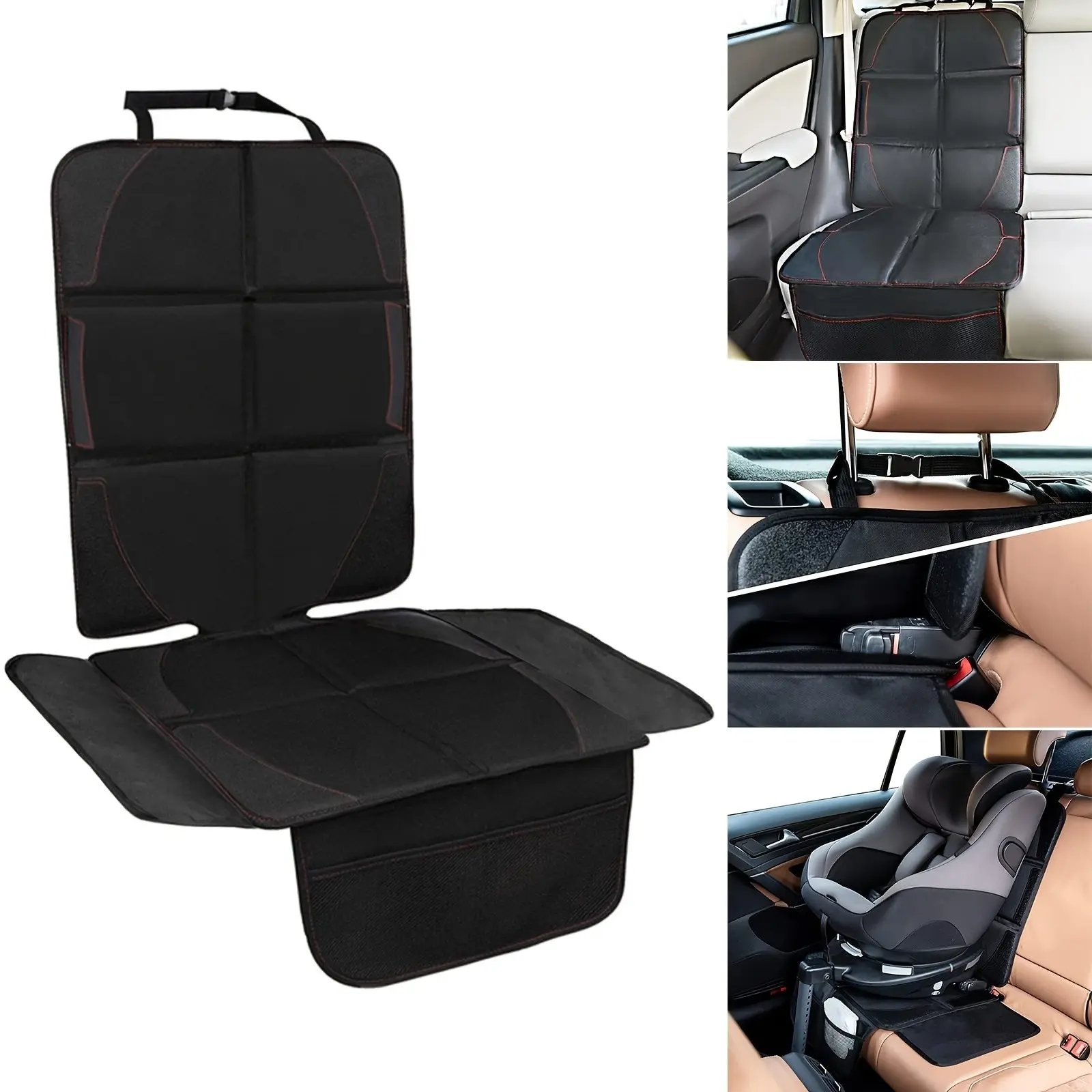 Smart Car Seat Protector Pad, Thickened Padding Infant Safety Seat Cushion, Large Size Car Seat Cover, 600D Fabric, Storage Bag, Anti-Slip Mesh Backing