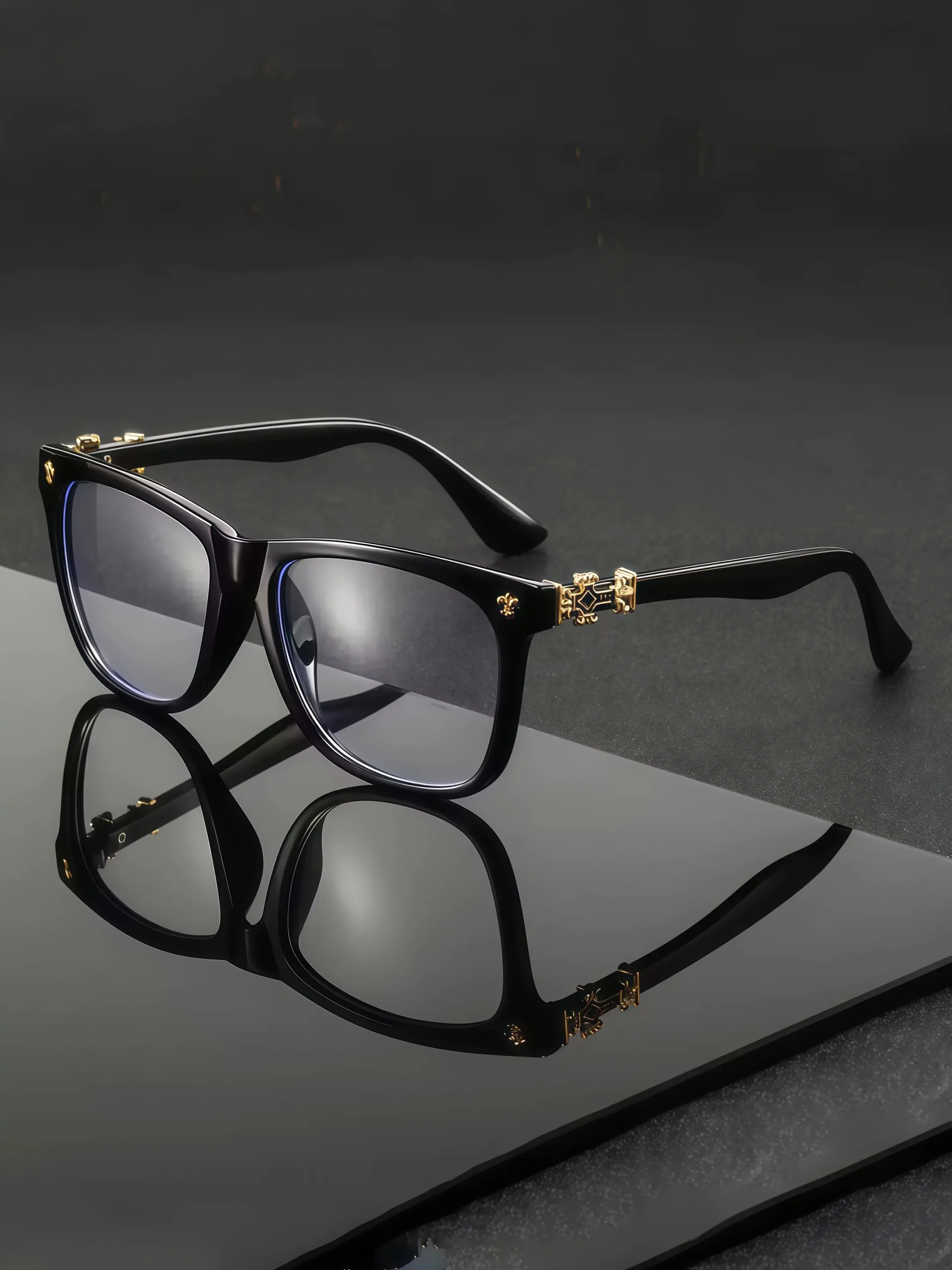 Vintage Style Blue Light Blocking Glasses, Unisex Large Frame Fashion Eyewear, All-Season Casual Accessory, Plain Lens Protection, Screen Viewing Eyewear
