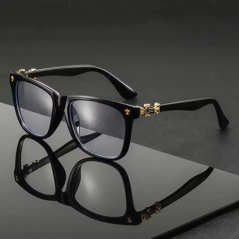 Vintage Style Blue Light Blocking Glasses, Unisex Large Frame Fashion Eyewear, All-Season Casual Accessory, Plain Lens Protection, Trendy Vintage Eyeglasses