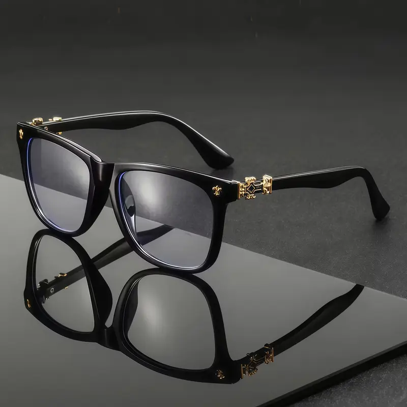 Vintage Style Blue Light Blocking Glasses, Unisex Large Frame Fashion Eyewear, All-Season Casual Accessory, Plain Lens Protection, Trendy Vintage Eyeglasses