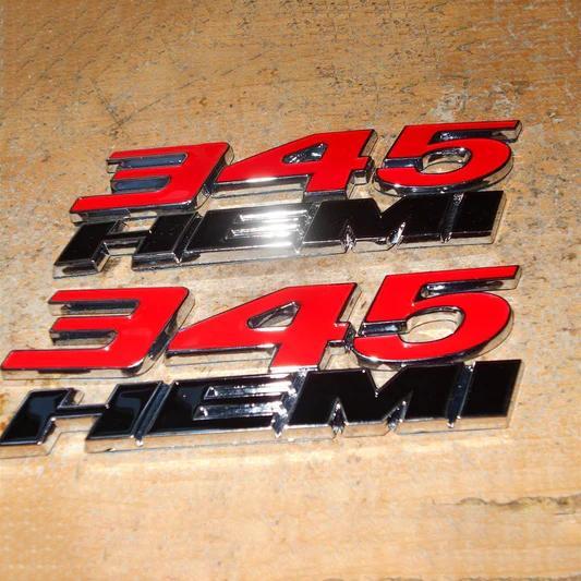 2-Piece Car Side Emblem Sticker Set, 345 Decals, Compatible with Dodge Challenger, Charger, and RAM 1500 (Black/Red)