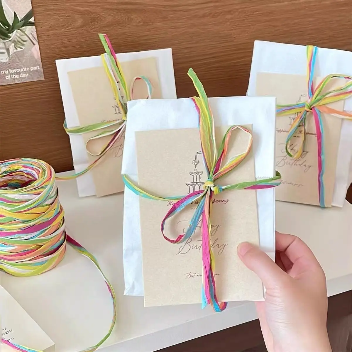 80m Colorful Raffia Paper Ribbon Roll, Ideal for Gift Wrapping, Floral Arrangements, Wedding Bouquets, Party Decorations